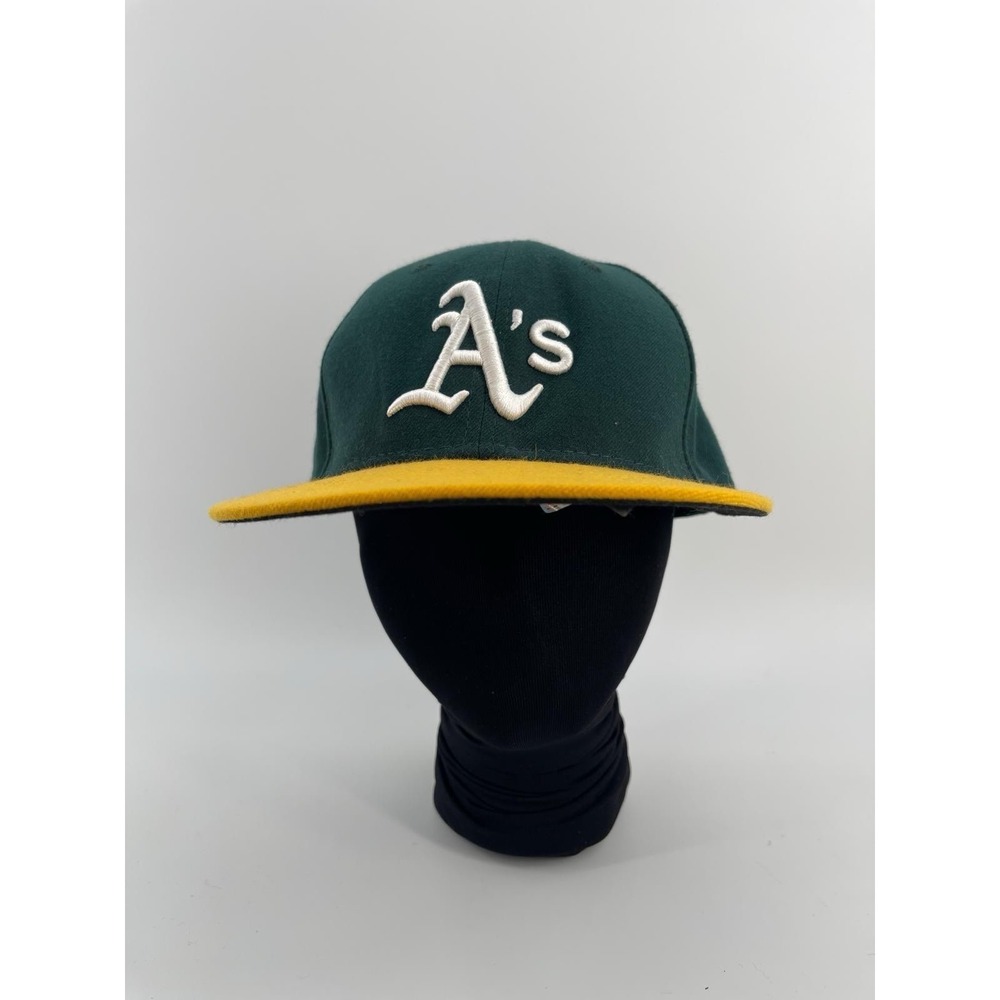 New Era 59FIFTY Oakland Athletics Fitted Hat‎ Green Yellow Size 7 1/4 MLB